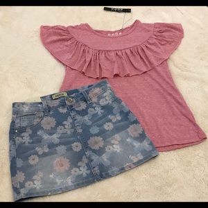 Brand new denim skirt and top